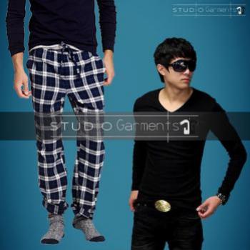 A FULL SLEEVES V-NECK SHIRT WITH 1 CHECKERED TROUSER
